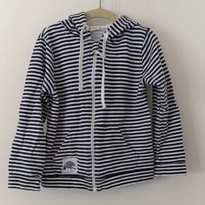 Baby Cottons Striped Navy and White Kids Zip Hoodie Size 4 Years